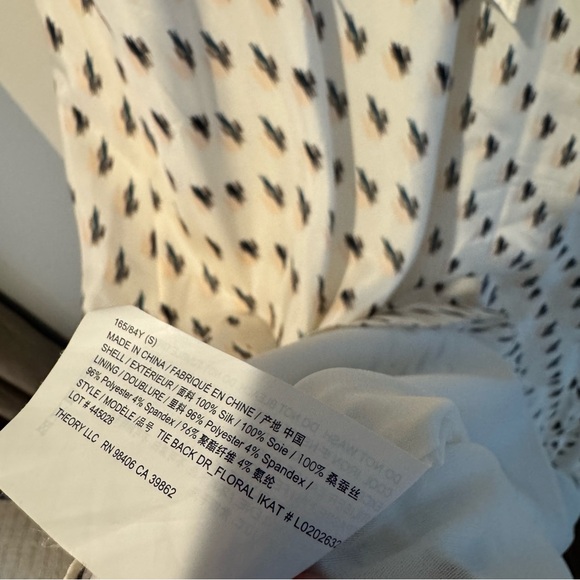 Theory Floral lkat Print Silk Tie Back Slip Midi Dress Size Small - Picture 10 of 10